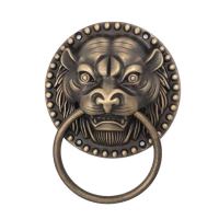 1pcs Old-Style Solid Wood Door Knocker Tiger head Front Door Knock Lion Head Copper Handle Ancient Villa Outdoor Ring Knob