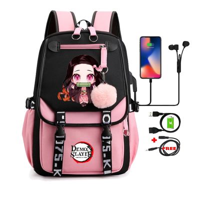 Demon Slayer Nezuko Backpacks For Men Anime School Bag For Teenager Canvas Laptop Back Pack Women Rucksack Anime Nezuko Backpack