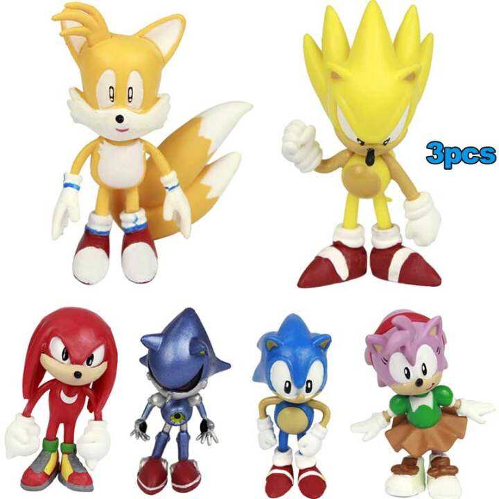 3pcs/6pcs Set Toys Sonic the Hedgehog Amy Tails Mephiles Knuckles 2.4in ...