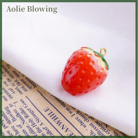 Aolie 10pcs 3D Red strawberry Fruit Resin Charms จี้ DIY เครื่องประดับค้นหาหัตถกรรม