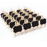 24 PCS Mini Wooden Blackboard Message Rectangular Board Cards memo label Signs Price Digit Table