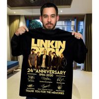 HGJ เสื้อยืดแขนสั้นใหม่ Linkin Park Rock Band 24Th ครบรอบ1996 ลายเซ็นเสื้อยืดขนาด M 3XlS-5XL แฟชั่นแขนสั้นผ้าฝ้าย