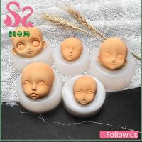 AD8T2 ตามสัดส่วน รุ่น Q ตกแต่งเค้ก อุปกรณ์ดัดแปลงตุ๊กตา Clay Head Sculpey แม่พิมพ์ซิลิโคนใบหน้าเด็ก แม่พิมพ์ใบหน้า 3 มิติ