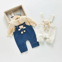 MILANCEL 2021 Autumn Baby Rompers Bear Doll Boys Jumpsuits Denim Overall Baby Outfit