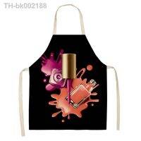 ❂ Nail Polish Lipstick Cosmetics Cartoon Illustration Sleeveless Apron Kitchen Home Cleaning with Cooking Accessories Apron