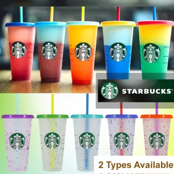 Starbucks Cup Color Changing Confetti Reusable Cold Cup With Straw 24 oz 