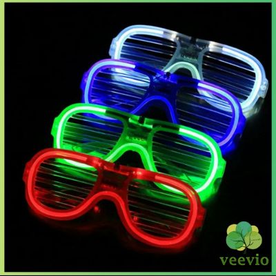 Veevio แว่นตาเรืองแสง ""มีหลอดไฟ LED"" แว่นตาเรืองแสง คริสต์มาส Luminous glasses มีสินค้าพร้อมส่ง