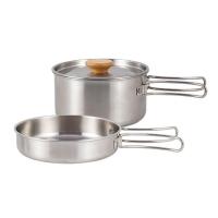 Outdoors Stainless Steel Cookware Set Portable Pot Nature Hike Cookware Non-Stick Lightweight Pot Pan Set Compact Cookset Camping Travel and Outdoors polite