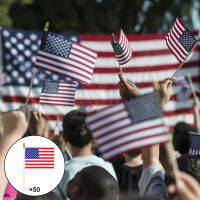 Bens Store 50Pcs ธงอเมริกันขนาดเล็ก US Flags Mini American Flag บน Stick สำหรับกลางแจ้ง