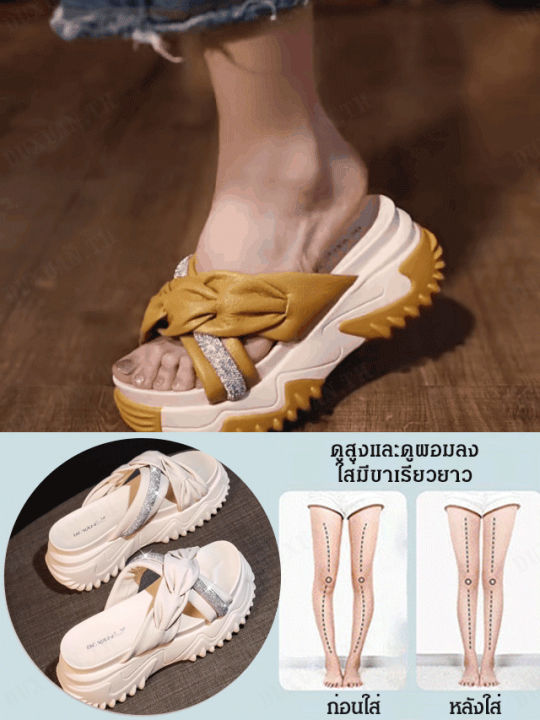duxuan-รองเท้าแตะผู้หญิงสไตล์นางฟ้าใหม่สุดฤดูร้อน-สายครอสถักทองคำ-พื้นหนาสไตล์วินเทจ