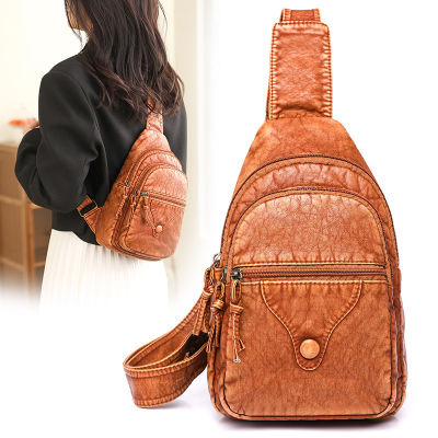 Chest Bag Shoulder Bag Womens Crossbody 2023 New Street Fashion Pu Soft Leather Portable Outdoor Bag 2023