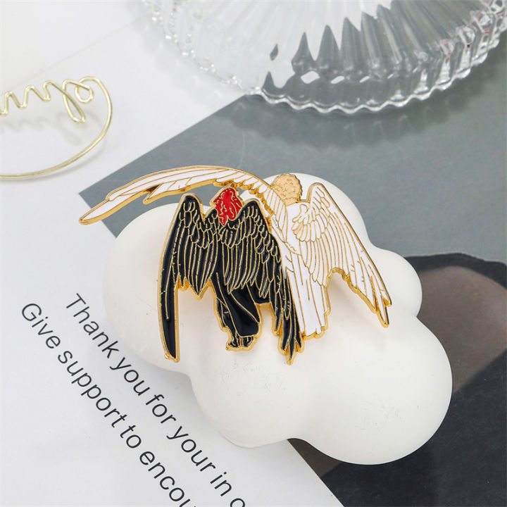 Popular Tv Series Good Omens Ineffable Husbands Angel And Demon Hard Enamel Pin Angel Demon Badge 9170