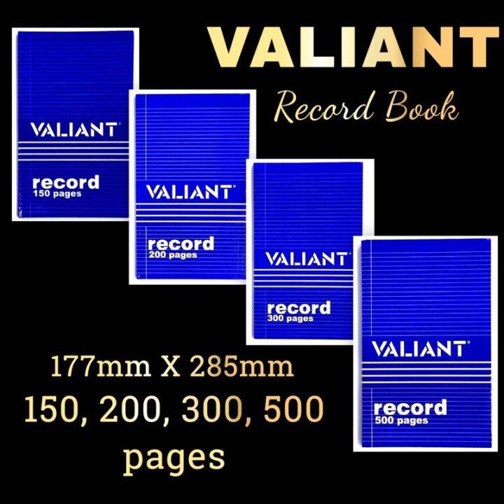 Valiant Record Book Hard Bound 150 200 300 500 pages 177mm X 285mm per