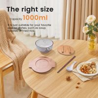 1000Ml Ceramic Noodle Bowl Spoon Bowl Mat with Cover Instant Noodle Bowl Korean Soup Bowl Rice Bowl Cutlery Set White