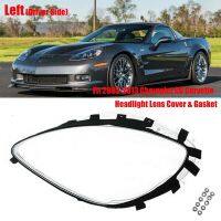 Left Headlight Lens Covers for Chevrolet C6 Corvette 2005-2013 with Black Trim Gaskets Seal Kit &amp; 10Pcs Fix Nut Snaps