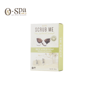O-Spa Natural SCRUB ME Rice Scrub Soap - Shea Butter &amp; Coconut 140g โอสปา สบู่สครับเม็ดข้าว กลิ่นเชียบัตเตอร์และมะพร้าว 140g