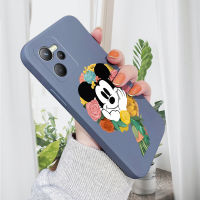 GGK สำหรับ Realme Narzo 50A Realme Narzo 50A การ์ตูนนายกเคสโทรศัพท์มิกกี้ทรงสี่เหลี่ยมดั้งเดิมปลอกซิลิโคนของเหลวเคสป้องกันทนแรงกระแทกกล้องคลุมทั้งหมด