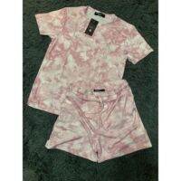 (A024)Tresic&amp;Beashkaชุดเช็ต ลายมัดย้อมเสื้อยืด+กางเกงขาสั้น ผ้างานสวยมากนางแบบเทียบเคียงเพือให้เห็นทรงและแบบที่ใกล้เคียง
