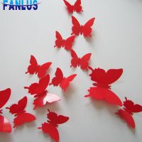 New 12Pcs double layer 3D butterfly wall stickers on the wall home decoration butterfly decoration magnet refrigerator magnet Wall Stickers  Decals