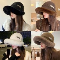 WAGSTO Topi Bucket หนานุ่มคุณภาพสูงผู้หญิง,หมวกอาบน้ำเด็กแฟชั่นให้ความอบอุ่นในฤดูหนาวหมวกปานามาป้องกันความหนาวเย็น