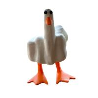 Funny Little Duck Resin Figurine Ornament Decor Cute Middle Finger Duck Resin Craft Decor Sculpture Statue For Desktop Gift