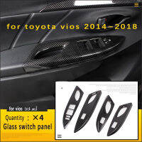 ขาย Cod สำหรับ Toyota Vios 2014 2015 2016 2017 2018คาร์บอนไฟเบอร์รถประตูและ Windows Glass Lift แผงควบคุมสวิทช์ฝาครอบรถอุปกรณ์ตกแต่งภายใน