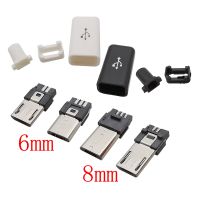 【YF】 10Pcs Micro USB 5Pin Soldering Type Male Plug Connector Charger 5P MicroUSB Tail Charging Socket Repair Plugs 4 in 1 Black White