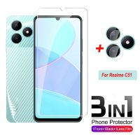 ฟิล์มกระจกนิรภัย3 In 1สำหรับ Realme C51 C53 C55 C35 C 51 C 53 Nfc Real Me Realme C51 2023ชัดเจนแบบ HD คลุมทั้งหมดฟิล์มกระจกนิรภัยด้านหลังคาร์บอนสติ๊กเกอร์ไฟเบอร์เลนส์กล้องถ่ายรูปฟิล์มป้องกัน