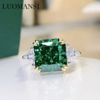 Luomansi 10*10MM Square Emerald Diamond Ring 100-S925 Silver Jewelry Wedding tail Party Woman Gift