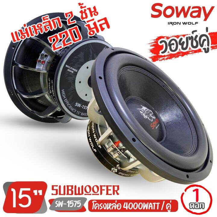 ลำโพงซับวูฟเฟอร์ติดรถยนต์ 15”นิ้วลำโพงเบส Subwoofer ยี่ห้อ Soway รุ่น Sw 1575 เบสหนัก โครงหล่อ