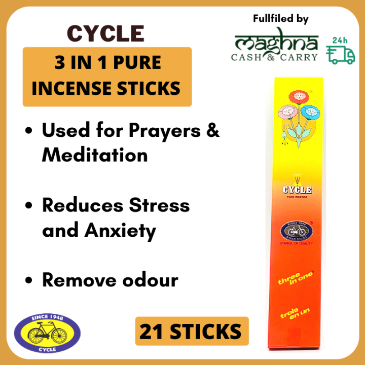 Cycle Brand (Agarbatti) 3 in 1 Pure Incense Sticks 1 Pack (21 Sticks