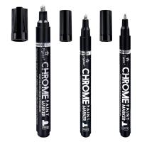 3Pcs Silver Liquid Mirror Chrome Markers, Permanent Reflective Mirror Liquid Chrome Paint Pens Set - 0.7mm,1mm, 3mm