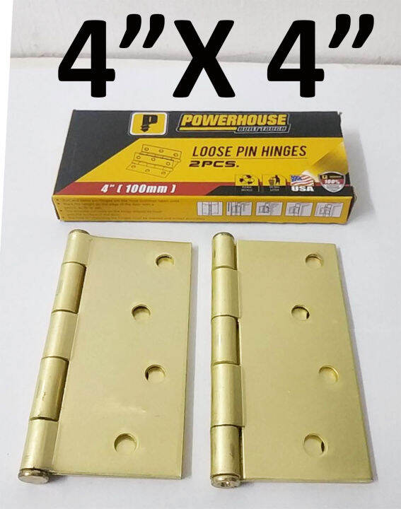 BRASS HINGES 4" X 4" POWERHOUSE LOOSE PIN HINGES ( 1 BOX OF 2 PIECES ) 4 INCHES