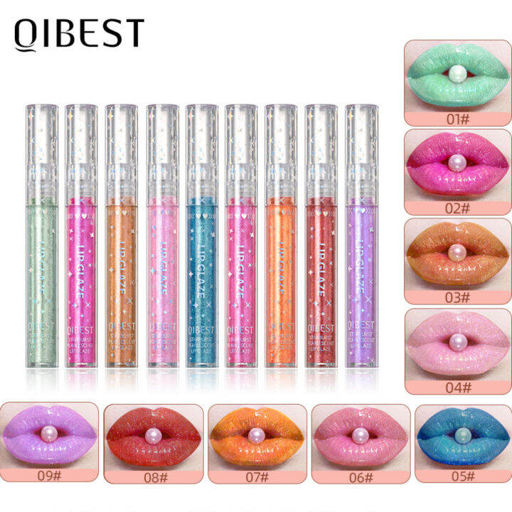 beautyiu-qibest-9สี-pearlescent-กระจกลิปสติกลิปกลอสกันน้ำติดทนนานและไม่ติดถ้วยชุ่มชื้นลิปเคลือบลิปกลอเครื่องสำอาง