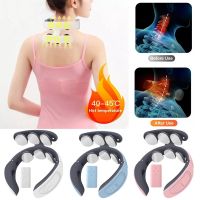 ✗ 6 Head Smart Electric Neck And Back Pulse Massager With Remote Control Wireless Heat Cervical Muscle Massage Relaxer Pain Relief