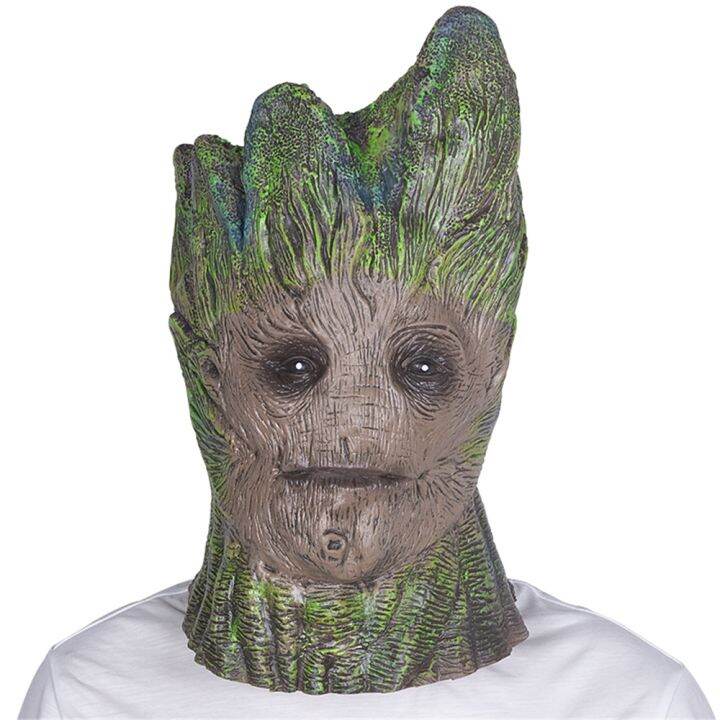 Superhero Cute Tree Man Groot Latex Mask Halloween Cosplay Helmet Fancy 