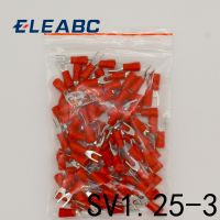 [HOT QAA,JXHKLWW 121] SV1.25 3สีแดง Furcate Terminal สายไฟขั้วต่อฉนวนสายไฟขั้วไฟฟ้า Lug Crimp Terminal 100PCS SV1 3 SV