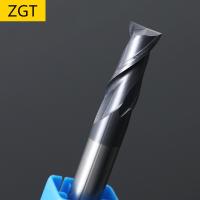 ZGT Fresa CNC Endmill HRC50 2ขลุ่ยโลหะผสมคาร์ไบด์ทังสเตนเหล็กเจาะหัวสว่านตัวเครื่องตัดโลหะ4Mm 6Mm 8Mm 10Mm