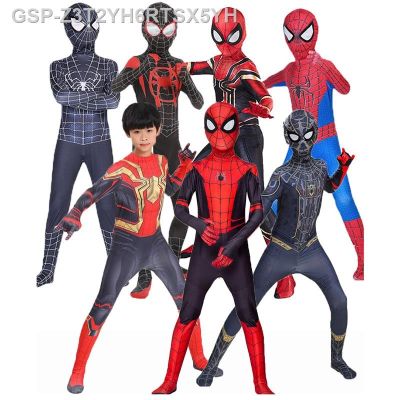 ENVY♘Super-Herói Spiderman Traje Bodysuit Para Crianças Elastano Zentai แมงมุมฮาโลวีน Cosplay Macão Estilo