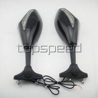 Black Motorcycle Rearview Mirrors With Turn Signal LED Light For Suzuki SV650/S 2003-2012 Mirrors