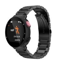 สายนาฬิกาข้อมือเหล็กสามแถบสมาร์ทวอท์ชอเนกประสงค์สำหรับ Garmin Forerunner 220 / 230 / 235 / 630 / 620 / 735 (สีดำ)