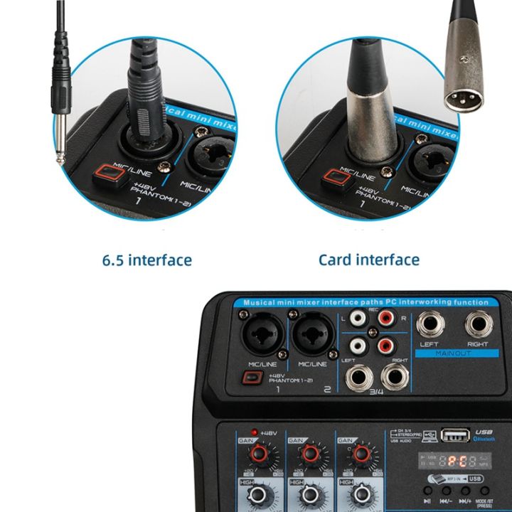 audio-mixer-bluetooth-mixer-48v-phantom-supply-delay-repeat-effect-4-channel-usb-audio-mixer