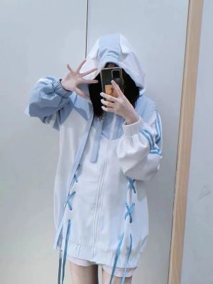 เสื้อผ้าฮาราจูกุ Kawaii น่ารักขนาดใหญ่เสื้อฮู้ดดี้กันหนาวผู้หญิง2023ใหม่แฟชั่นสไตล์โกธิคเสื้อโค้ทแจ็คเก็ต