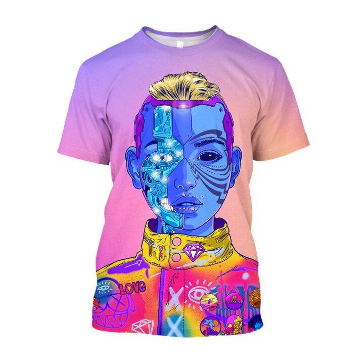 3D Cyberpunk Printed Futuristic Men Tshirts Anime Cyber Y2K Tshirty