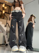 XIANG NIAN NI Women s trousers High-waisted straight-leg heart