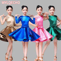 Shiny Girls Kids Junior Club ชุดละตินคอเต่ายาวแขนสั้น Modern Ballroom Latino Dresses สำหรับเต้นรำ