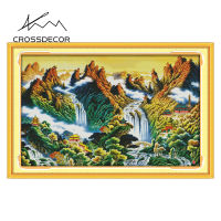 Crossdecor Cross Stitch ออกแบบใหม่รูปแบบภูมิทัศน์ Aida 14CT 11CT ผ้า Handmade ปักชุดพร้อมวัสดุสำหรับผู้เริ่มต้นตกแต่งสำหรับ Sala Wall - Mountain Stream