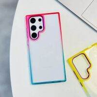 เลนส์อะคริลิค S23 Samsung แบบพิเศษขอบไล่ระดับสีที่มีสีสันเคสแข็งป้องกัน