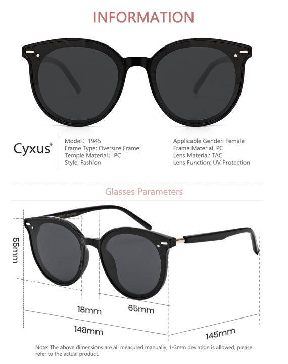 cyxus-แว่นตากันแดดผู้หญิง-polarized-anti-glare-reflection-uv400ป้องกัน-sun-แว่นตา-clear-vision-รอบกรอบกลางแจ้งขับรถขี่จักรยานแว่นตาผู้หญิงผู้ชาย1945823