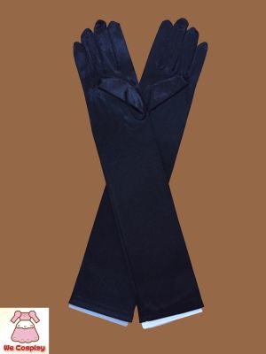 ถุงมือยาว ผ้ามันเงา สีดำ Plain Black Long Gloves
